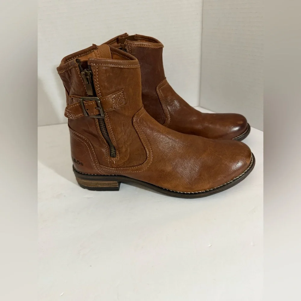 Taos Leather Ankle Boots Brown Side Zip Buckle Women’s Size 39 Comfort Casual - Picture 4 of 14